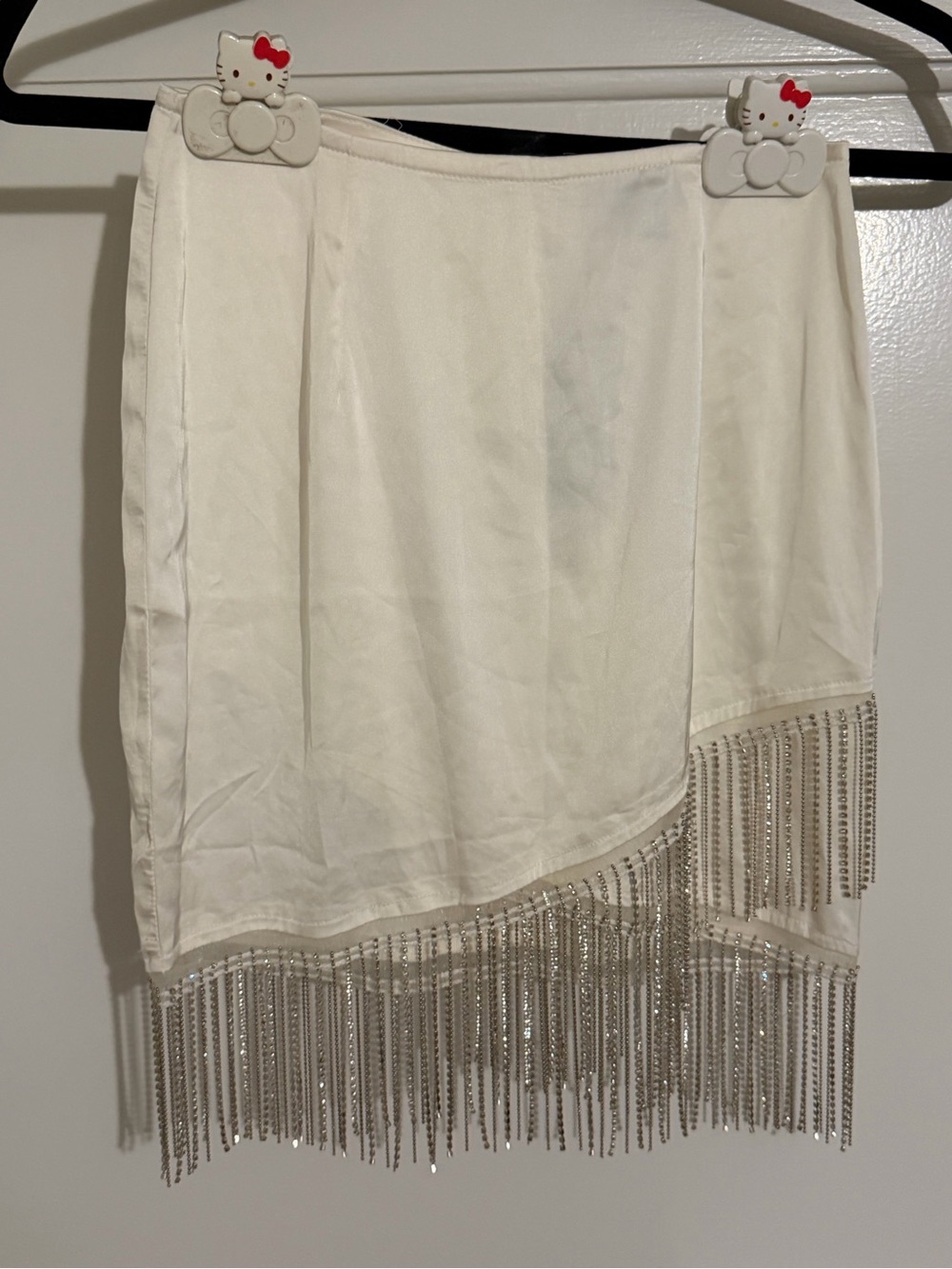 White Fringe Hem Women's Skirt